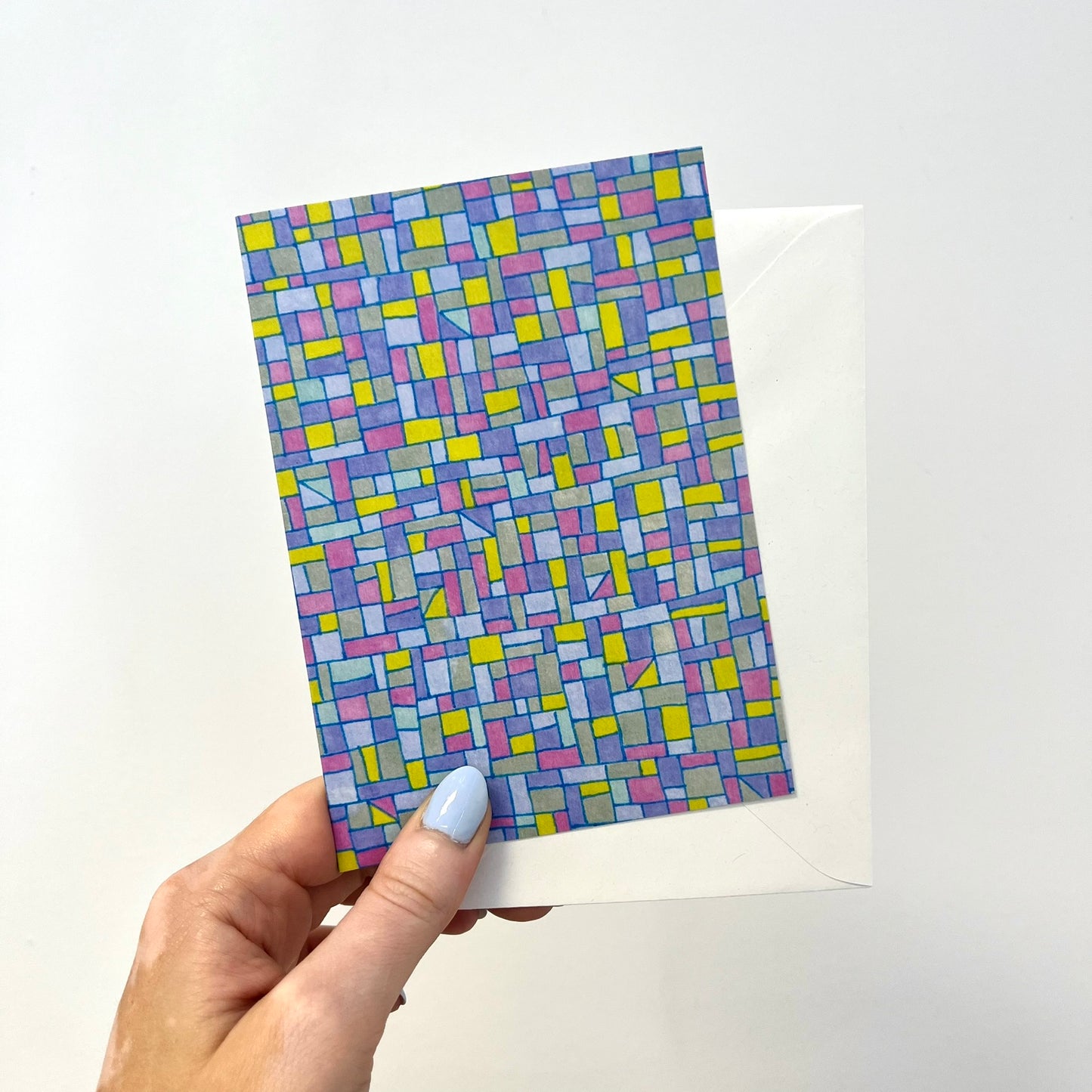 Purple, Green, and Pink Stained Glass Greeting Card