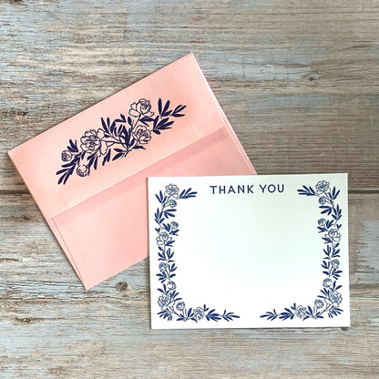 Peonies Thank You Notecards (Box of 10)