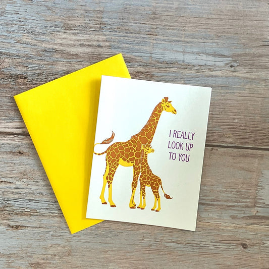 I Look Up to You Giraffe Father's Day Card