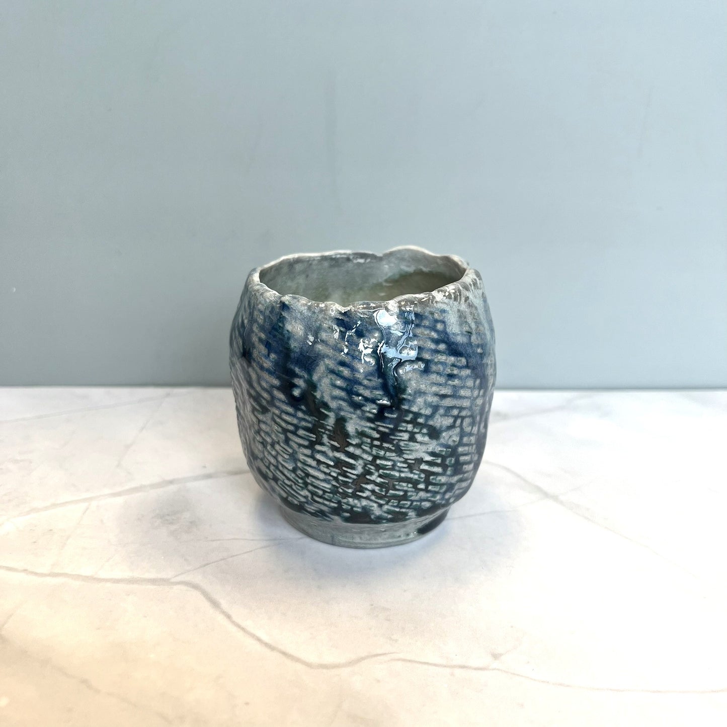 Small Textured Blue Cup