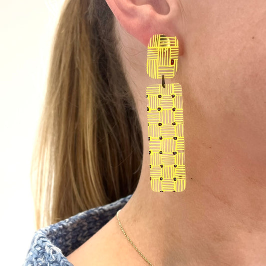Yellow Geometric Drop Earrings l Tantara Designs