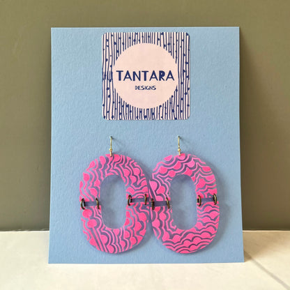 Pink Oval Drop Earrings l Tantara Designs