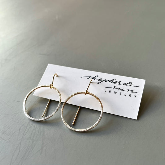 Half and Half Circle Drop Earrings