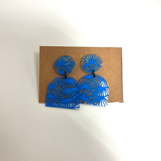 Blue Dot and Arch Geometric Earrings