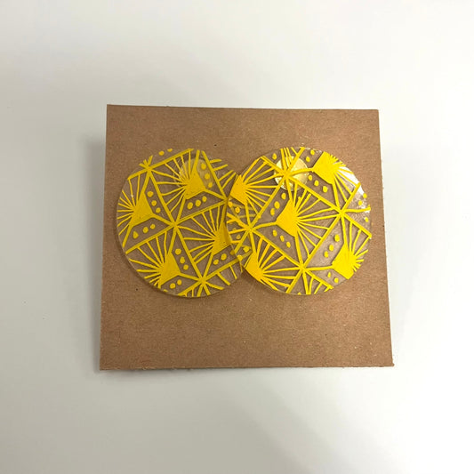 Yellow Circle Geometric Stud Earrings