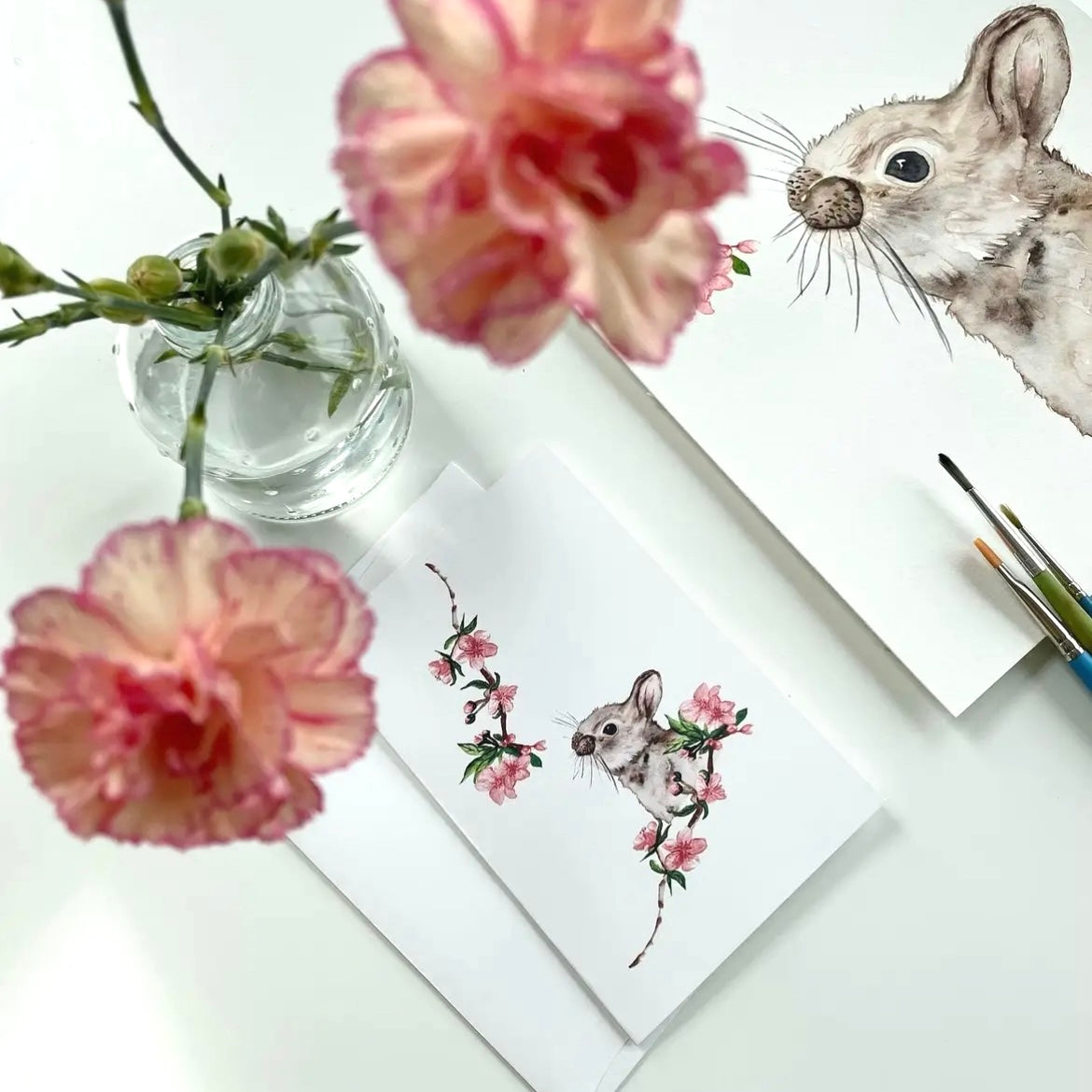 Baby Bunny Watercolor Card