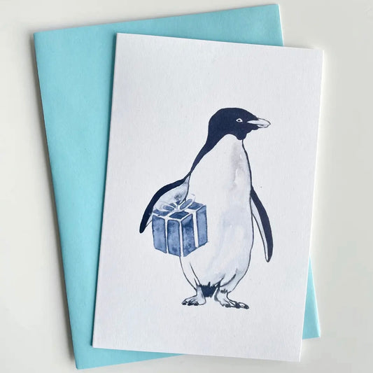 Greeting Card - Penguin with Gift