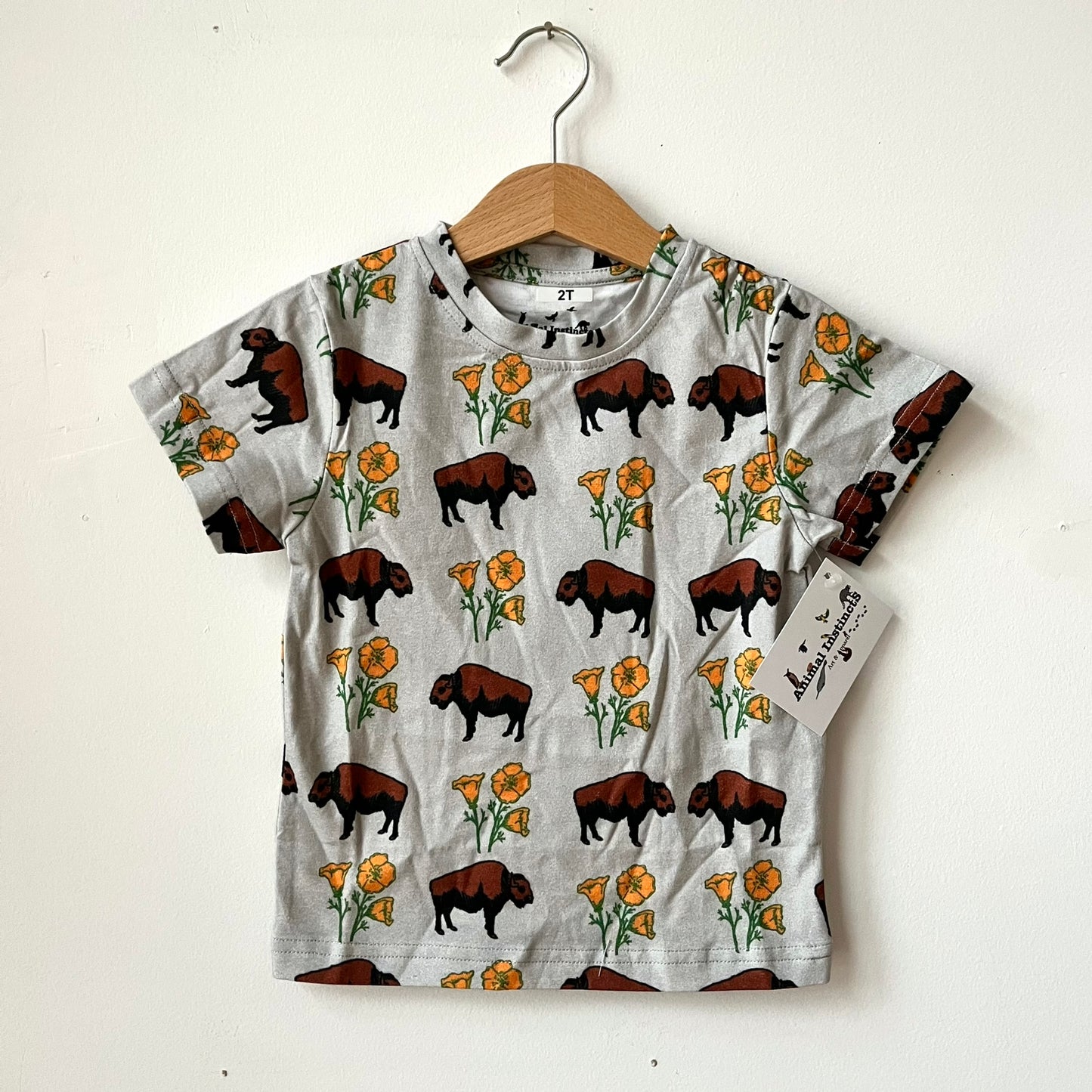 Kids T-Shirt - Buffalo with Poppies