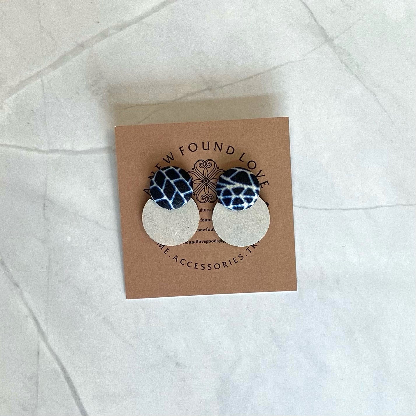 Button & Painted Wood Earrings