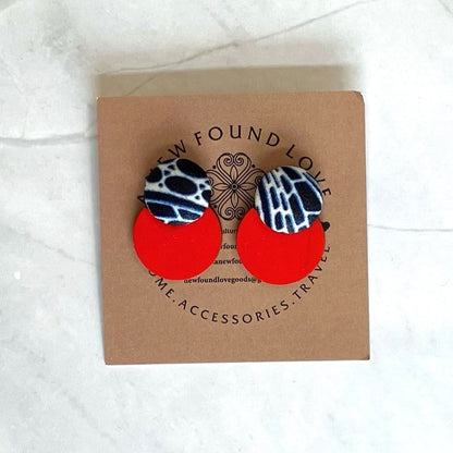 Button & Painted Wood Earrings
