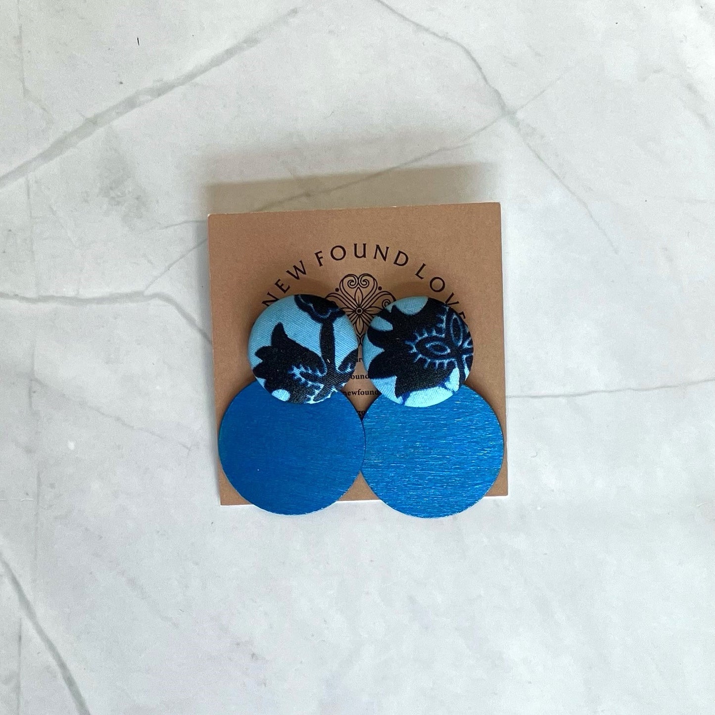 Button & Painted Wood Earrings