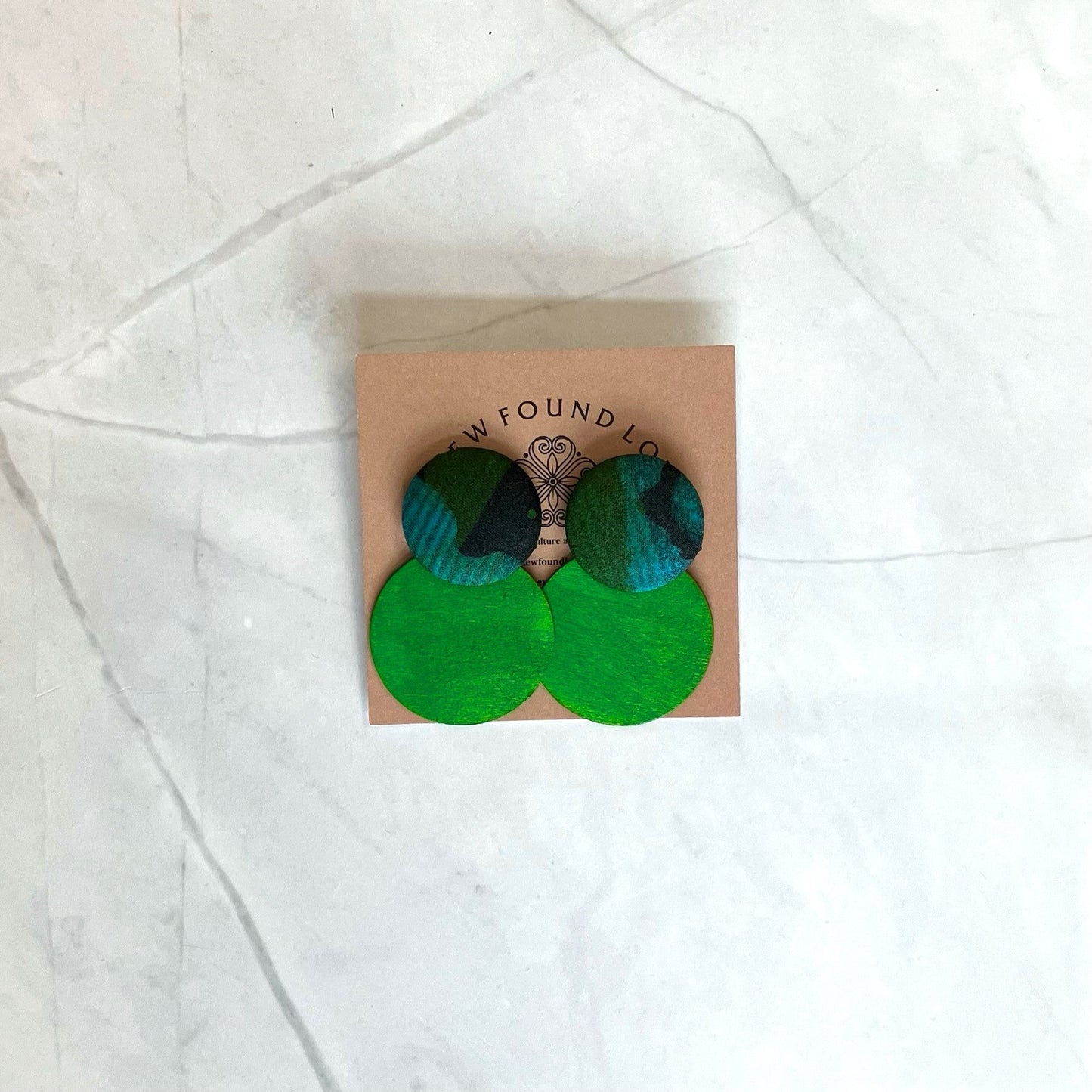 Button & Painted Wood Earrings