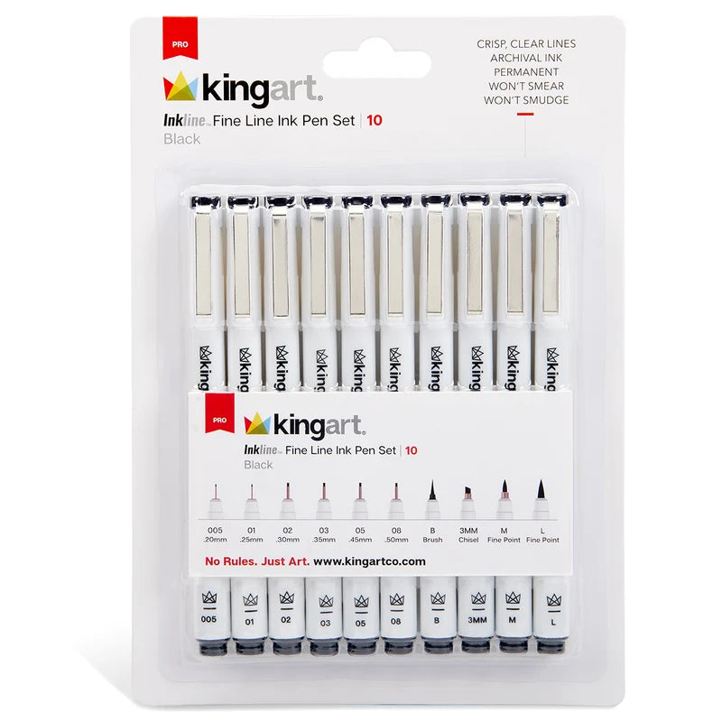Inkline Pro Fine Line Black Ink Pens (Pack of 10)