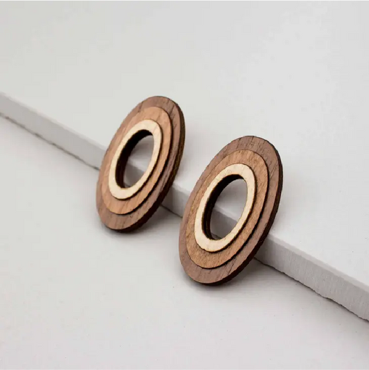 Wooden Earrings - Oval Studs