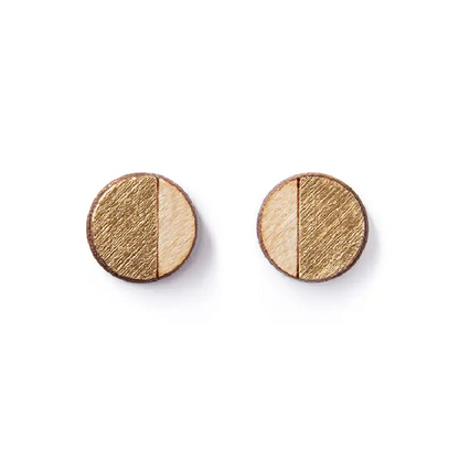 Round Wooden Studs Earrings