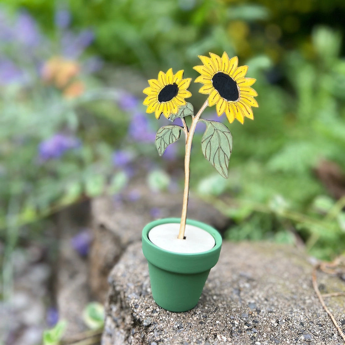 Hand-Painted Wooden Sunflower