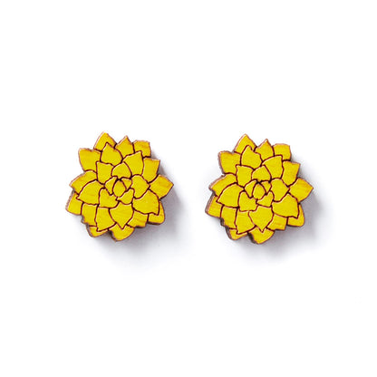 Wooden Flower - Stud Earrings