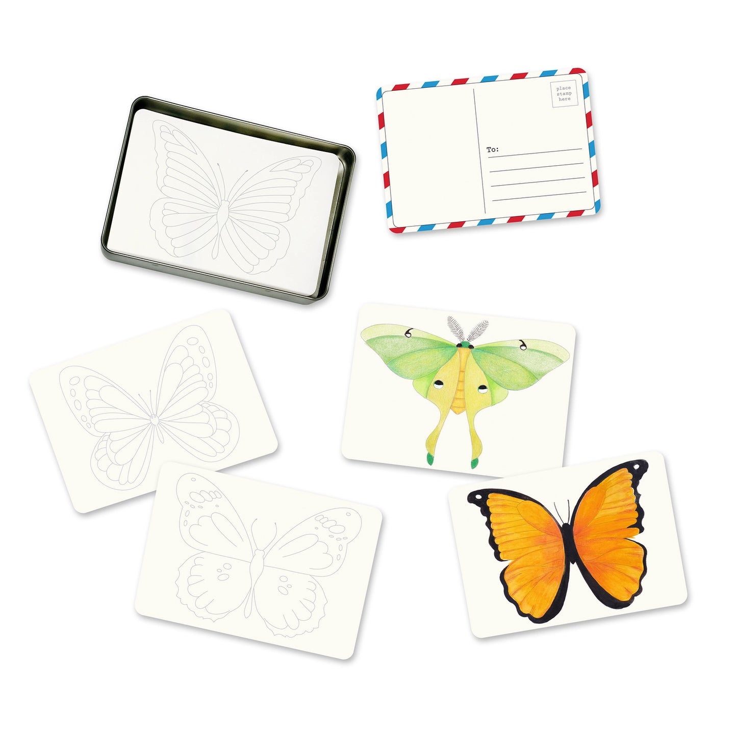 Coloring Postcards - Butterflies