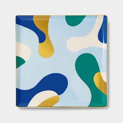 Geometric Tray - Blue waves