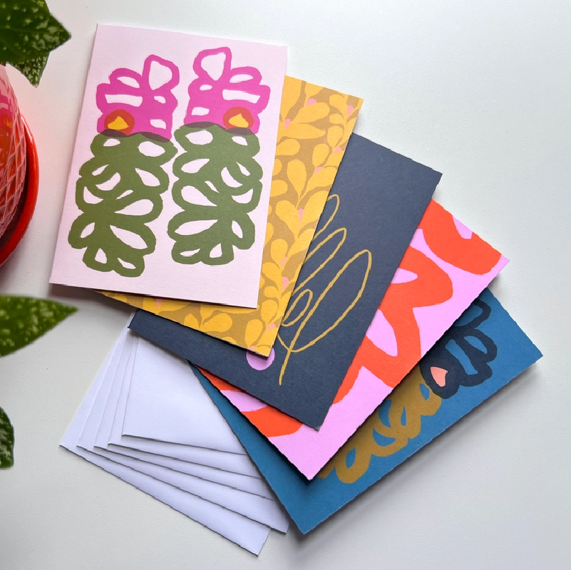 Abstract Floral Cards - Set of 5