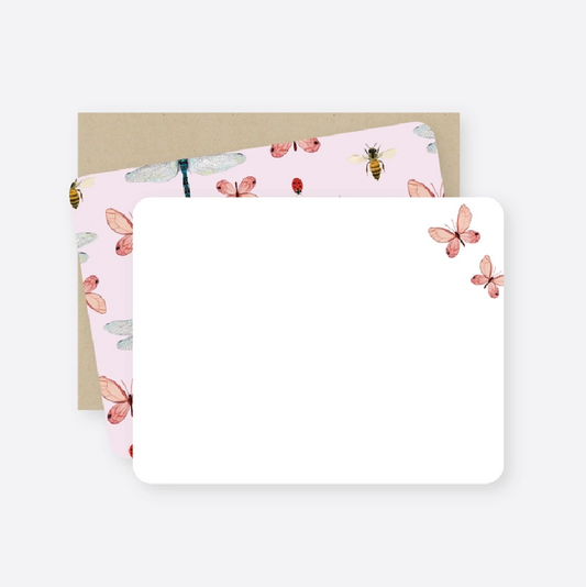 Flat Note Cards - Butterflies (Set of 8)