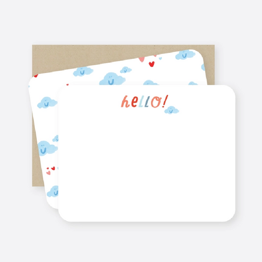 Flat Note Cards - Hello Clouds (Set of 8)