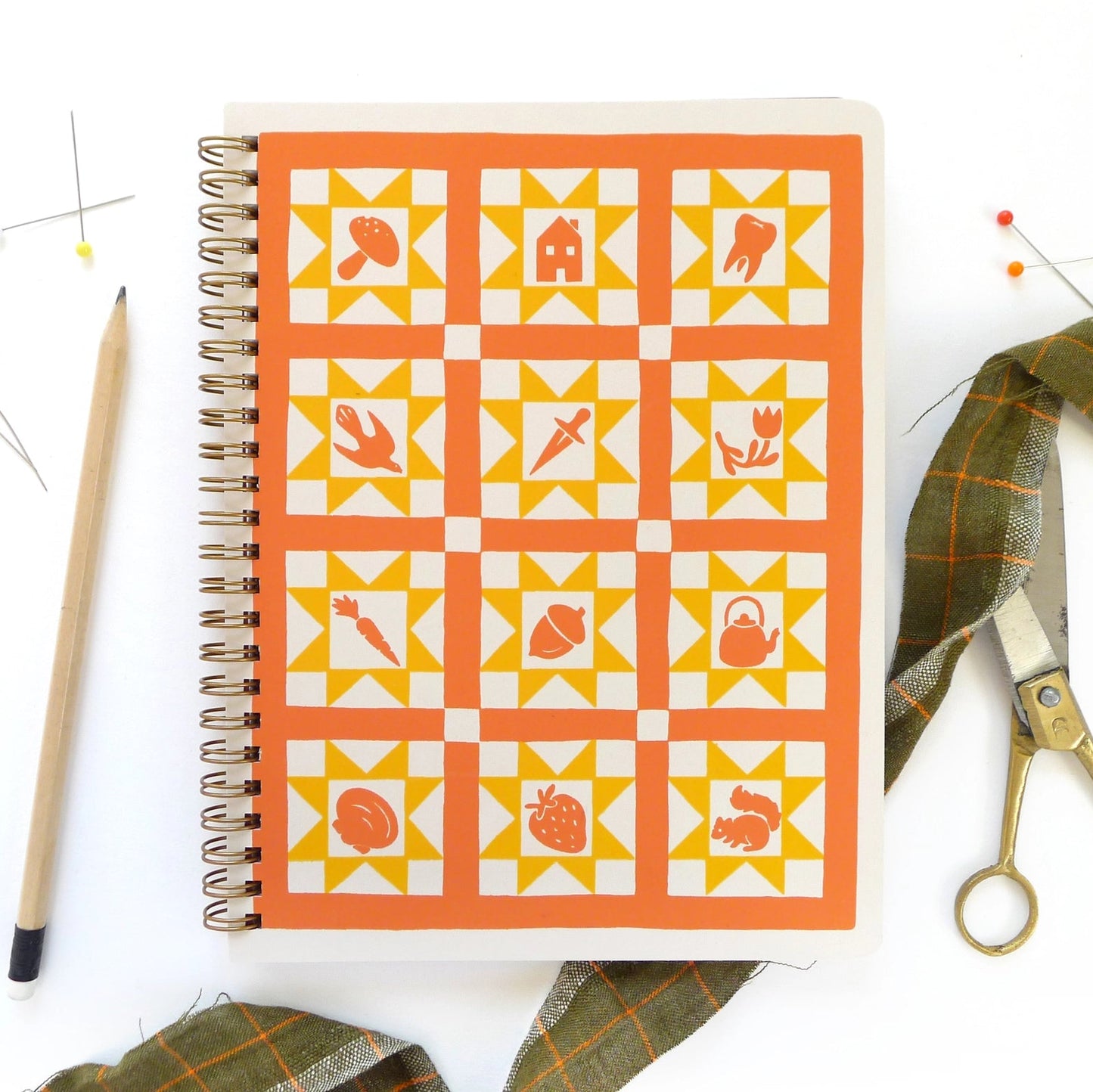 Orange Grid Sawtooth Notebook/Sketchbook