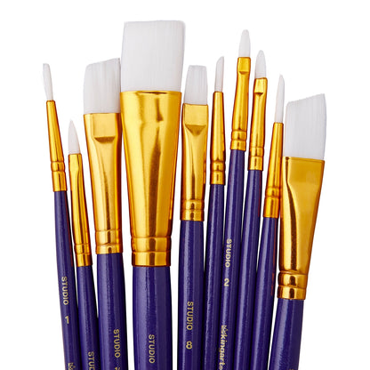 White Nylon Paintbrushes (Set of 10)