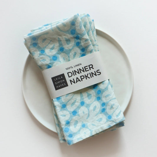 Blue Loops Linen Napkins (set of 4)