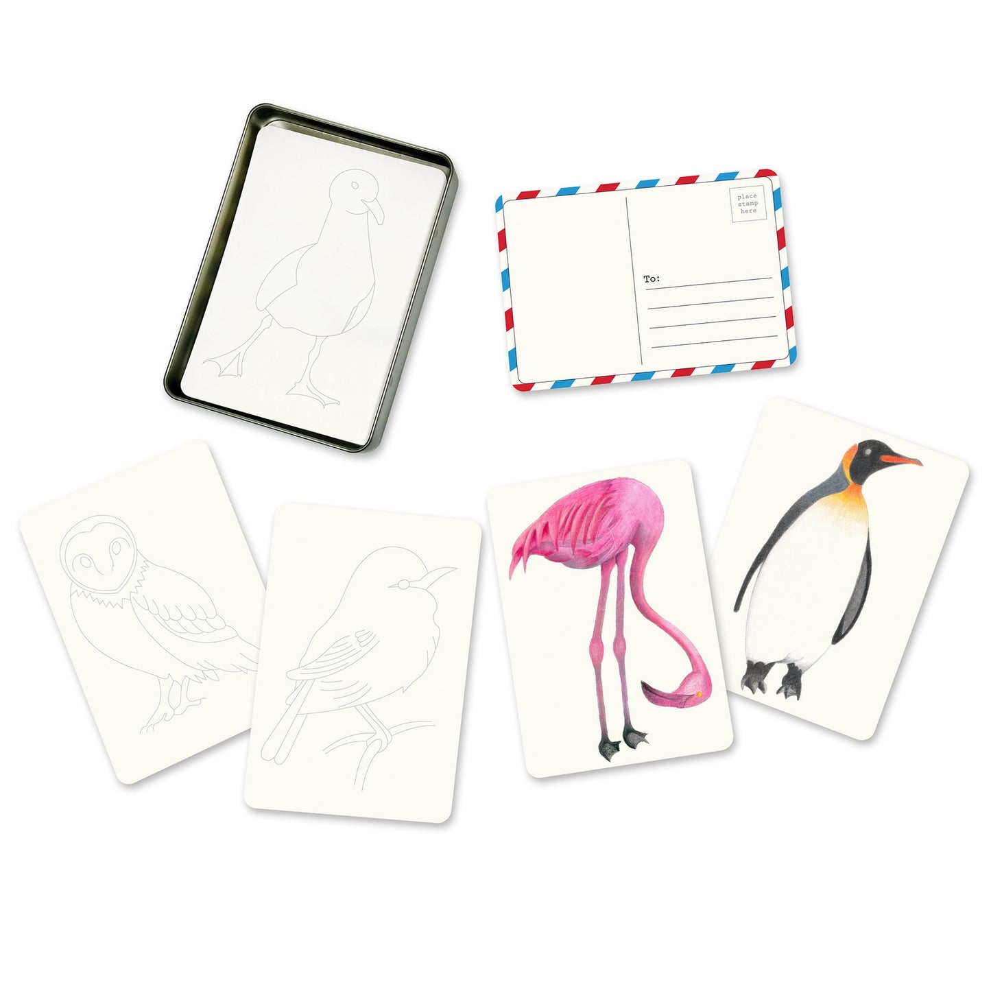 Coloring Postcards - Birds