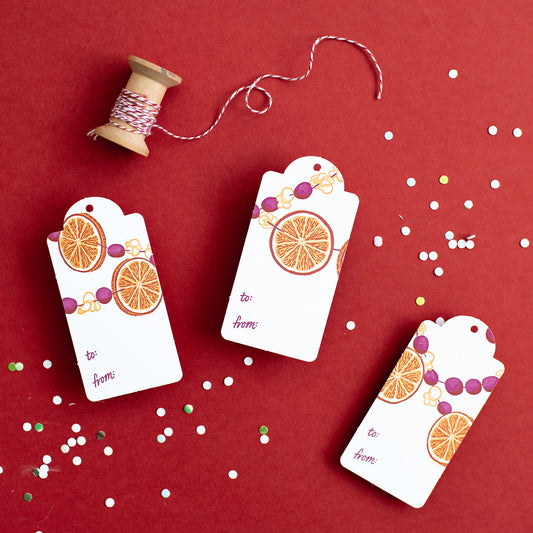 Festive Orange Garland Gift Tags