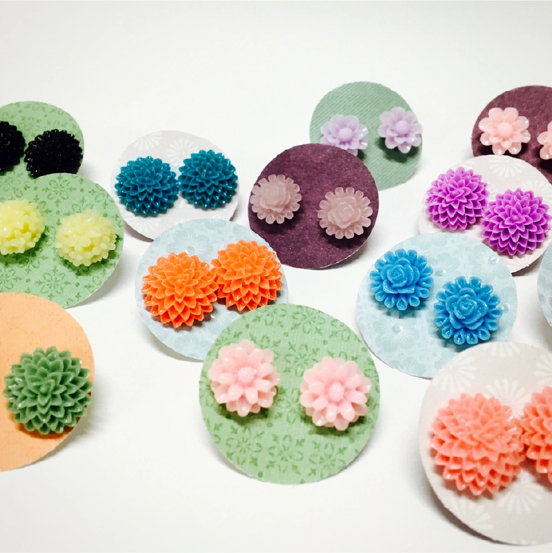 Colorful Flower Stud Earrings