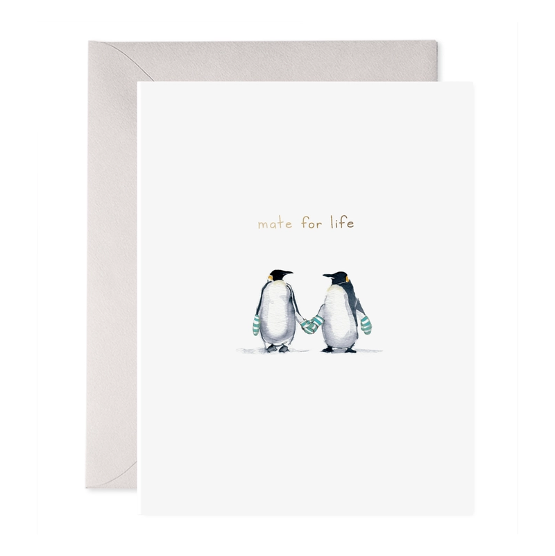 Penguins Mate for Life Wedding Card