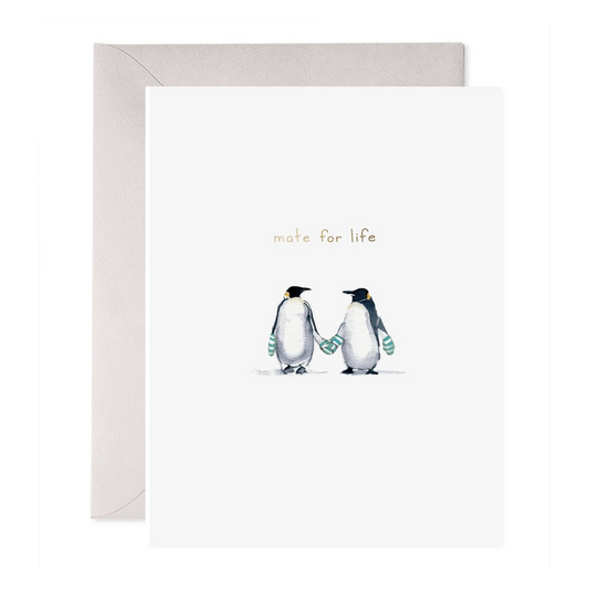 Penguins Mate for Life Wedding Card