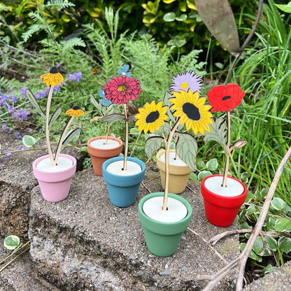 Hand-Painted Wooden Flower - Aster