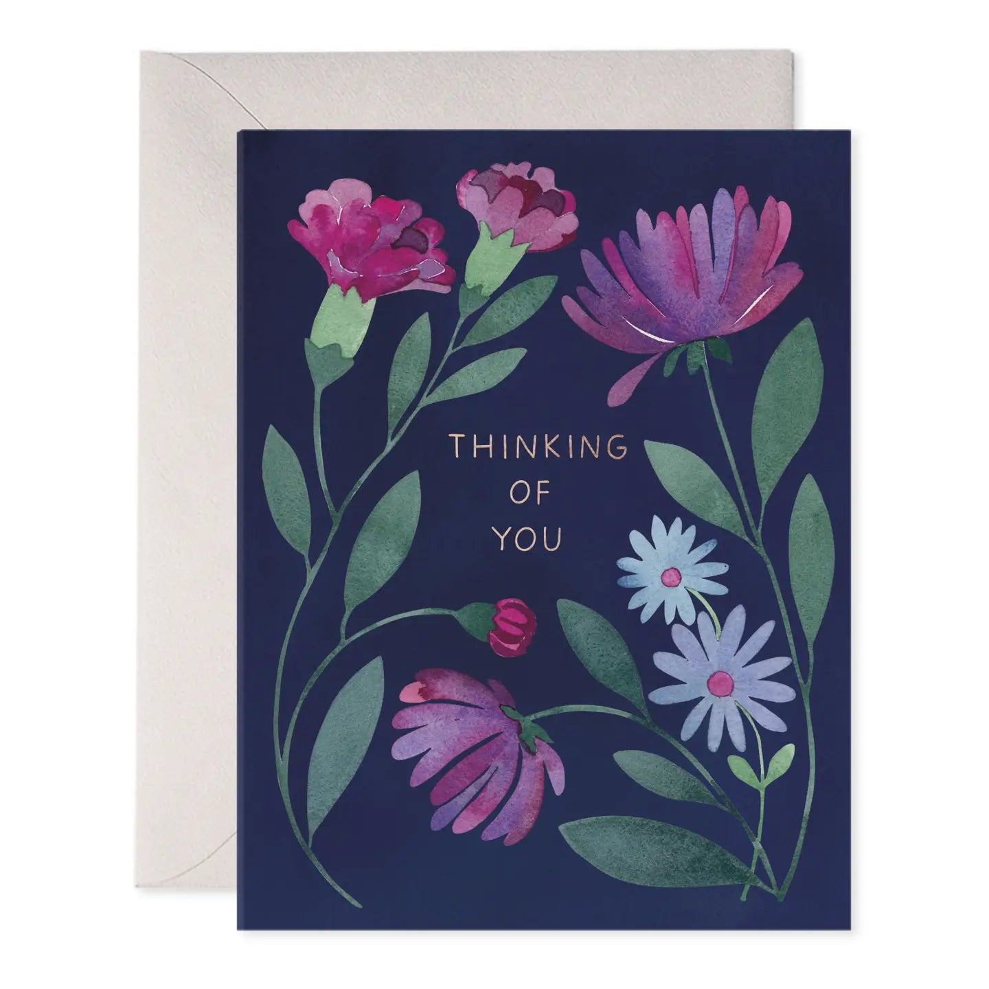 Thinking of You Card Purple Flowers