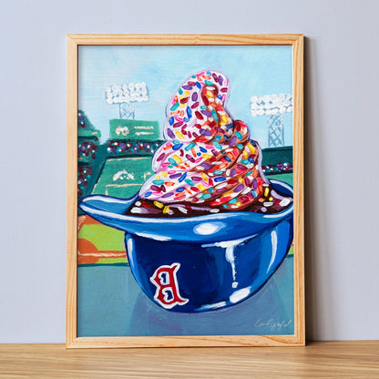 Red Sox Ice Cream Helmet Art Print