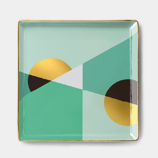 Geometric Tray - Green Diagonals