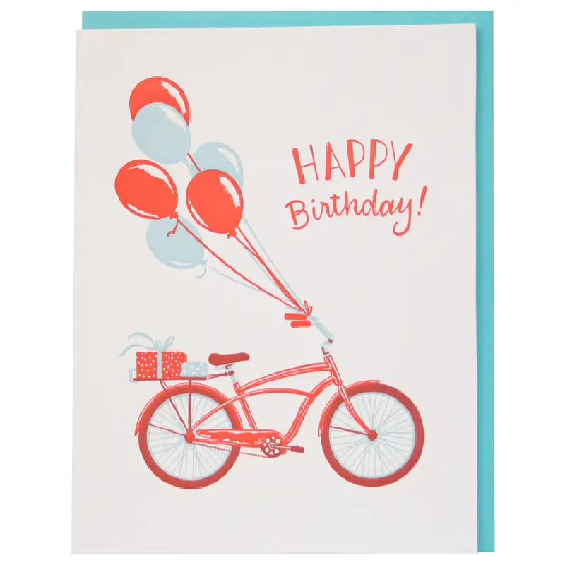 Birthday Card - Bike with Balloons