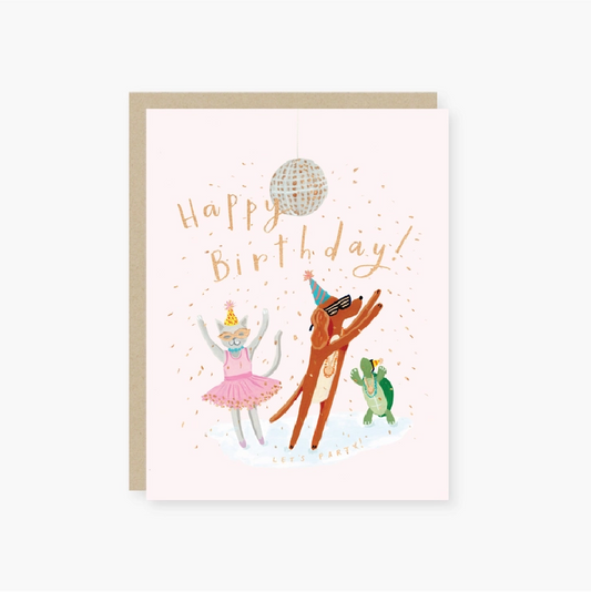 Birthday Card - Disco Ball Animals