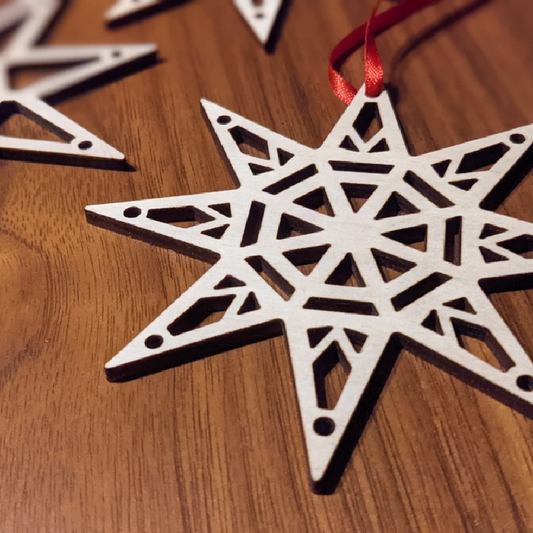 Wooden 8-Pointed Star Ornament