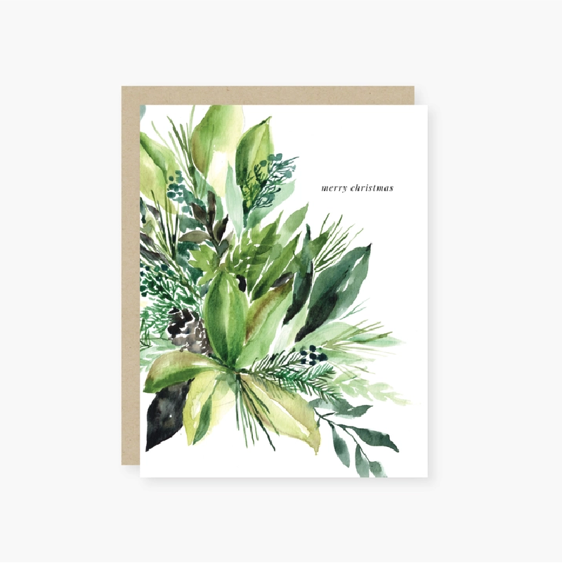 Holiday Cards - Watercolor Greenery (Set of 6)