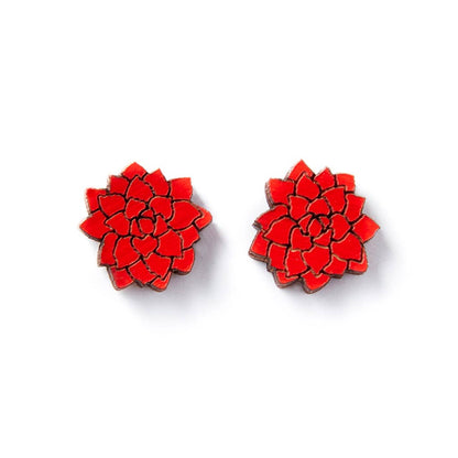 Wooden Flower - Stud Earrings
