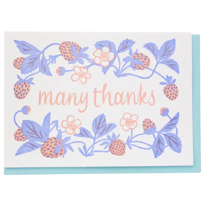 Thank You Card - Many Thanks Strawberries