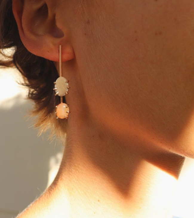 Earrings - Pink Calcite + Pebbles