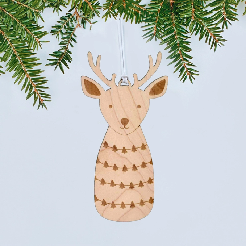 Wooden Reindeer Ornament
